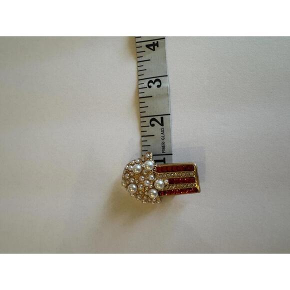 Vintage Popcorn Brooch with Pearls and Red Accents - Picture 3 of 4